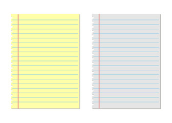 Notebook paper yellow and white. Lined paper - obrazy, fototapety, plakaty