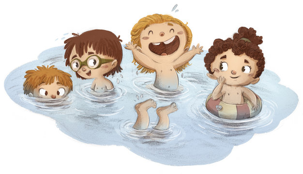 niños jugando en el agua