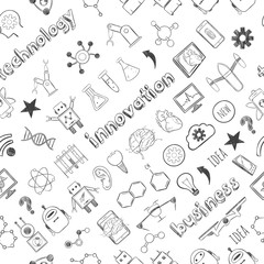 Hand Drawn Technology Innovations Seamless Pattern