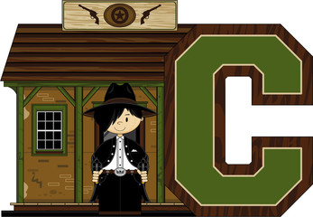 C is for Cowboy Alphabet Learning Illustration