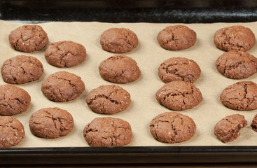 Home Baked Oat Cookies With Chocolate.