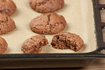 Home Baked Oat Cookies With Chocolate.