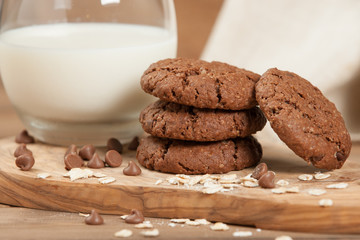 Home Baked Oat Cookies With Chocolate.