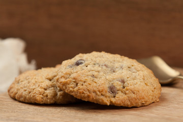 Home Baked Oat Cookies With Coconut And Chocolate.