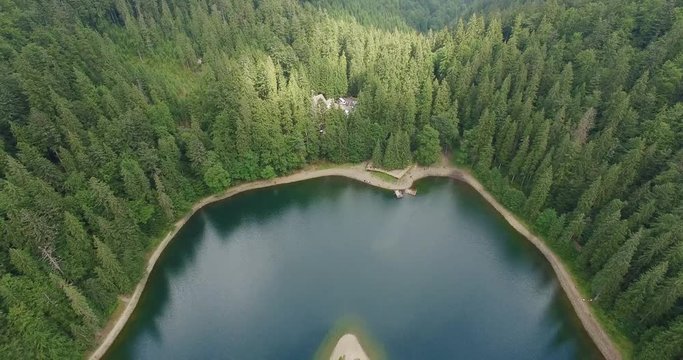 Lake in the mountains, water, Carpathian mountains, trees, beauty, panorama, Synevyr, shooting from height