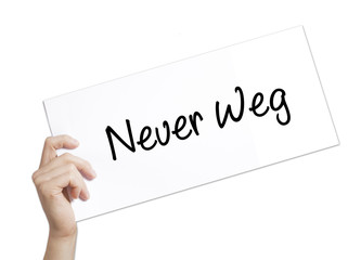 Neuer Weg  (New Way in German) Sign on white paper. Man Hand Holding Paper with text. Isolated on white background