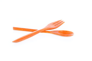 wood spoon on white background