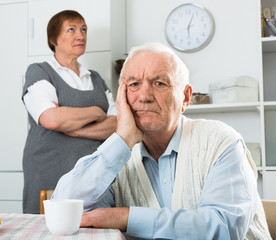 Elderly couple quarrel