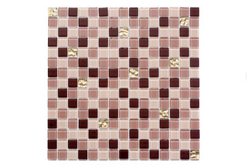 
    Fragment of a mosaic of small shiny tiles on white background 
