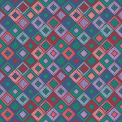 Seamless vector geometrical pattern with rhombus, squares. endless background with hand drawn textured geometric figures. Pastel Graphic illustration Template for wrapping, web backgrounds, wallpaper