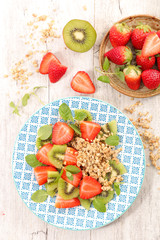 healthy breakfast with muesli and strawberry