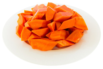 Papaya on the white dish