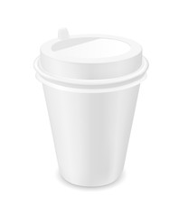 White disposable paper coffee cup