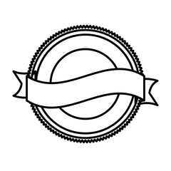 silhouette heraldic circular shape stamp with ribbon vector illustration