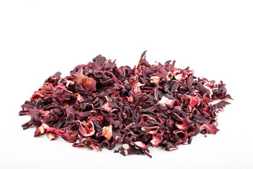 Dried petals of hibiscus.