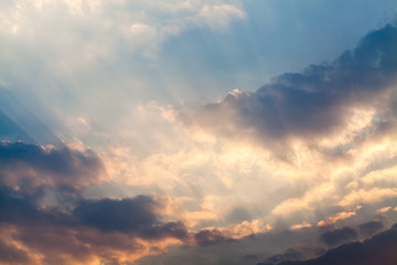 colorful dramatic sky with cloud at sunset