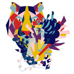 Abstract floral elements paper collage