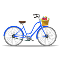 Fototapeta na wymiar Bicycle with basket of flowers.