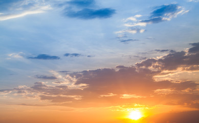 colorful dramatic sky with cloud at sunset