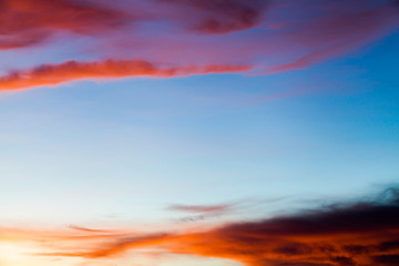 colorful dramatic sky with cloud at sunset