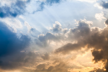 colorful dramatic sky with cloud at sunset