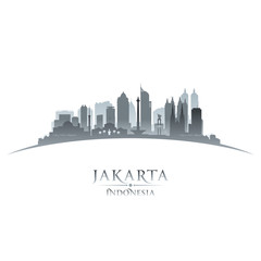 Jakarta Indonesia city skyline silhouette white background