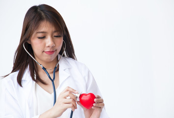 Doctor woman is on white background