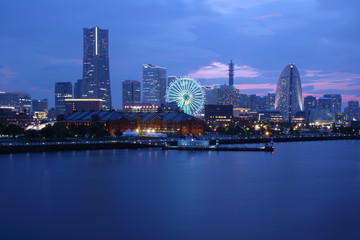 Naklejka premium Japan skyline at Yokohama city
