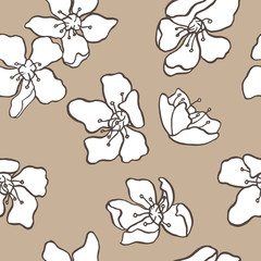 Vector seamless graphic floral vintage pattern