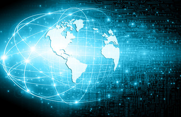 Best Internet Concept of global business. Globe, glowing lines on technological background. Wi-Fi, rays, symbols Internet, 3D illustration