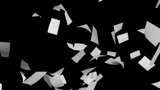 Isolated White Paper Sheets Flying With Luma Matte