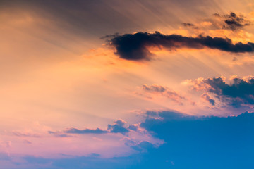 colorful dramatic sky with cloud at sunset