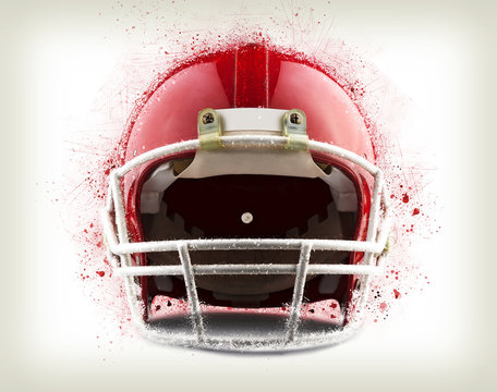 Illustration of a Red American football helmet