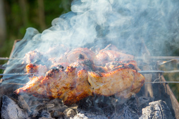 Shish kebab and sausages