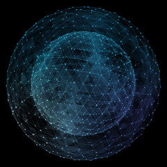 Abstract blue network globe. Technology concept of global communication.