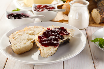 Sweet breakfast with coffee