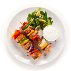 Grilled meat and vegetables