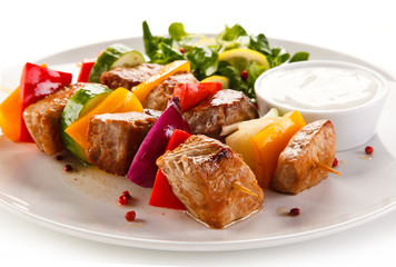 Grilled meat and vegetables