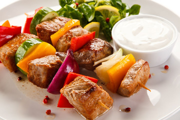 Grilled meat and vegetables