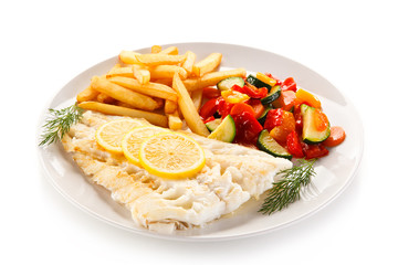 Fried fish fillet with french fries