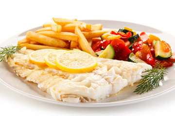 Fried fish fillet with french fries