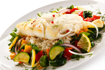 Roast fish with white rice