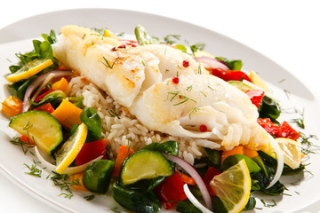 Roast fish with white rice