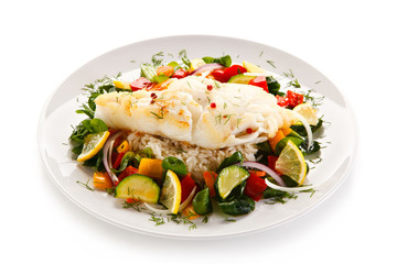 Roast fish with white rice