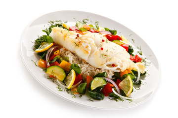 Roast fish with white rice