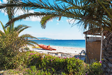 paddle boat by the sea