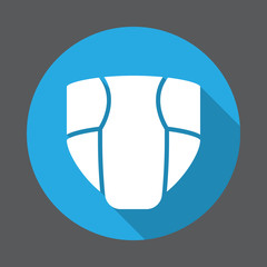 Disposable nappy, diaper flat icon. Round colorful button, circular vector sign with long shadow effect. Flat style design