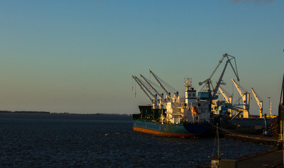Moored vessel at port of Odense, Denmark