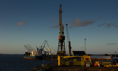 Fototapeta na wymiar Port of Odense Denmark in evening light