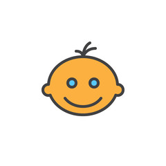 Smiling baby face filled outline icon, line vector sign, linear colorful pictogram. Symbol, logo illustration. Pixel perfect